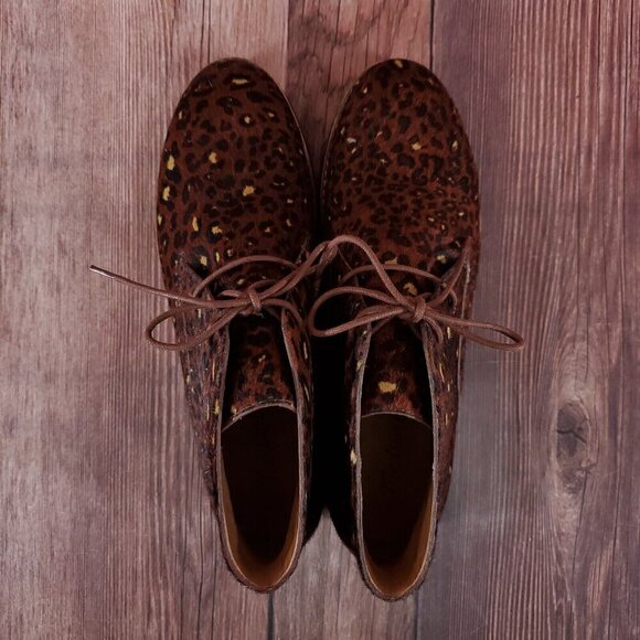 Madewell Womens Size 9 The Wren Boots Painted Leopard Calf Hair Lace Up MA484 - Picture 6 of 16